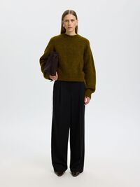 MOHAIRBLANDING STRIKTRØJE, Fir Green, highres