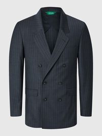 RELAXED FIT DOUBLE-BREASTED BLAZER, Dark Navy, highres