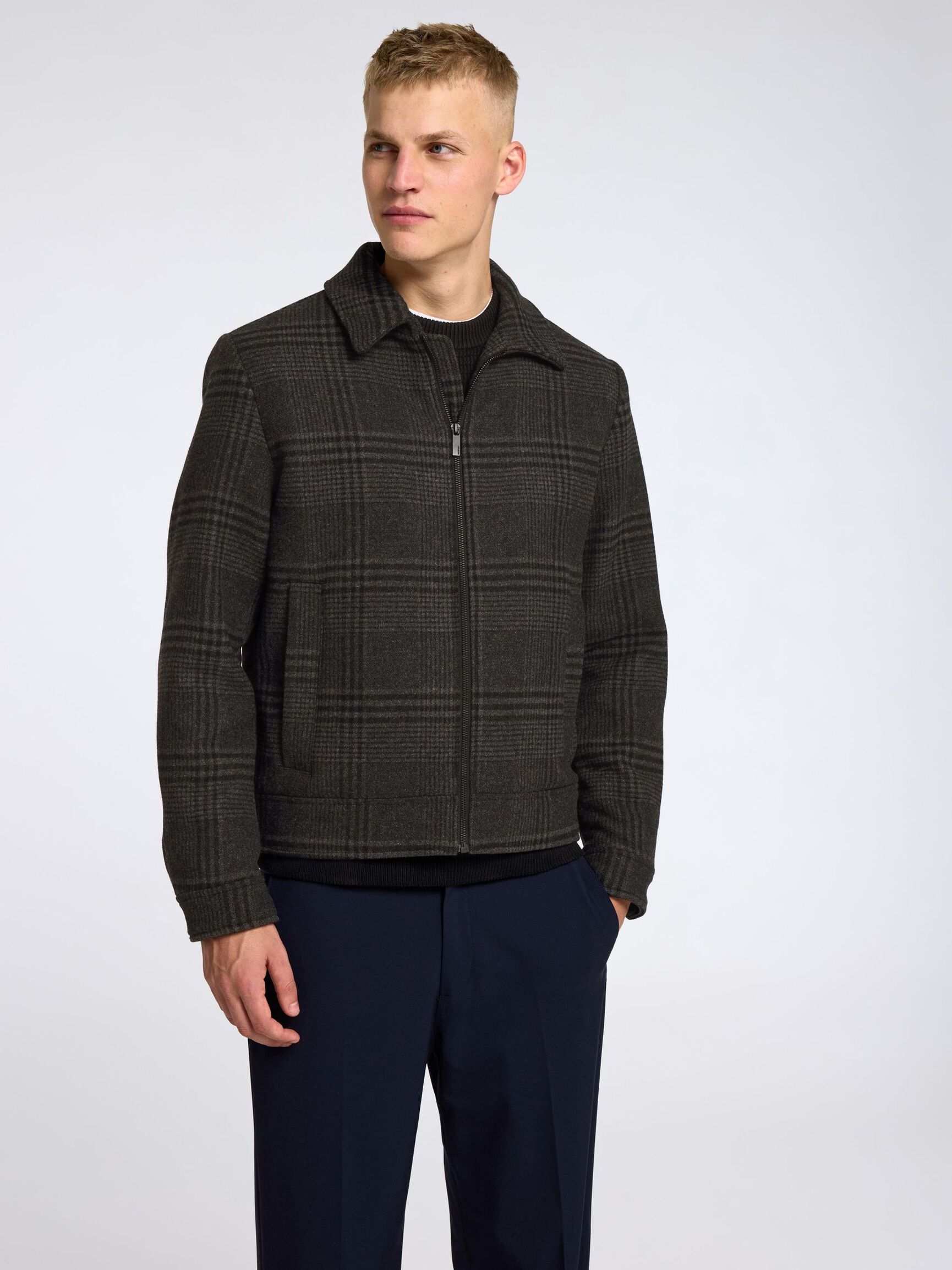 LYNLÅS ULDBLANDING JAKKE, Elephant Skin, highres