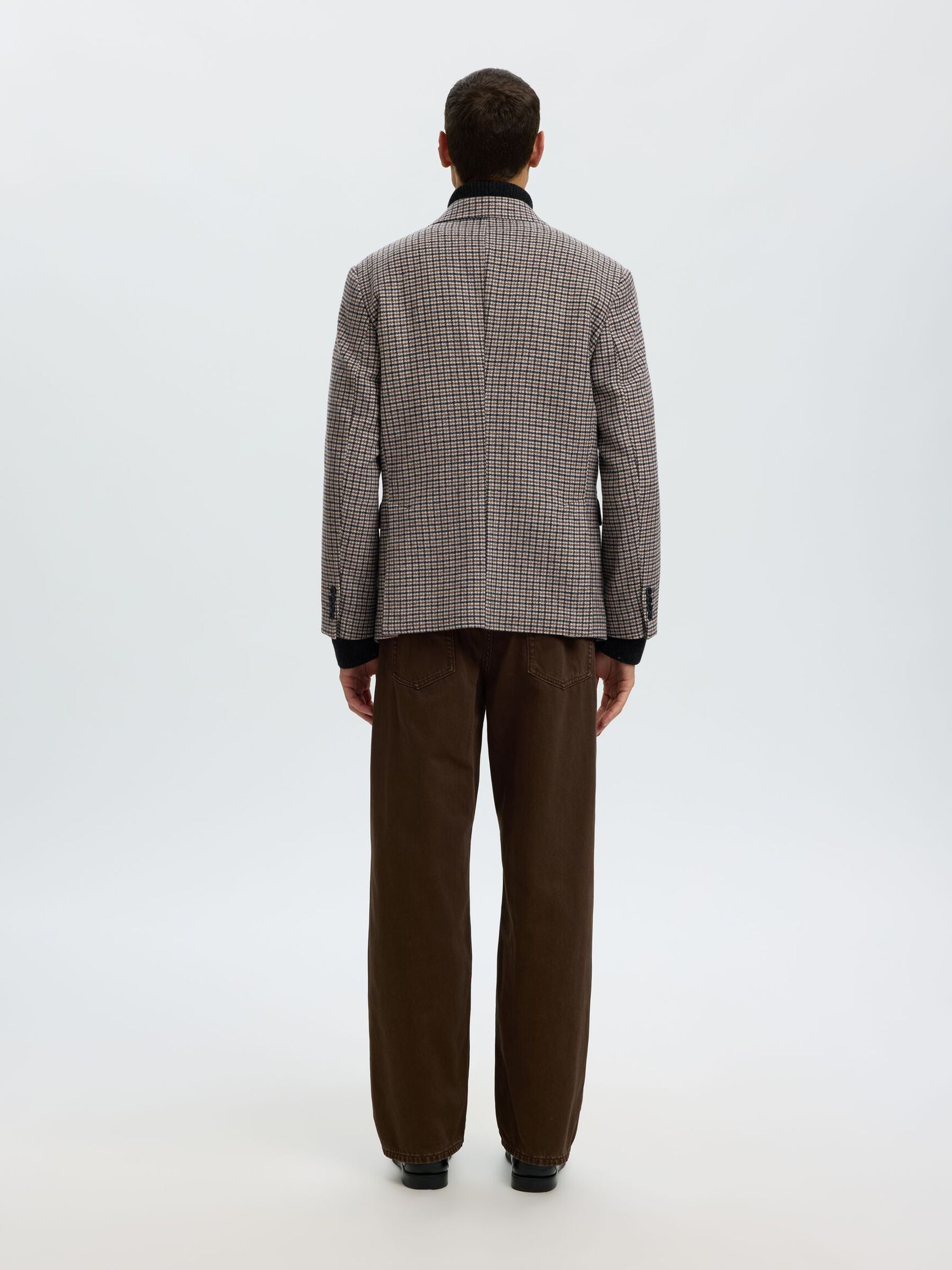 PEAK LAPEL DOUBLE-BREASTED BLAZER, Medium Grey Melange, highres
