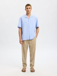 LIN MÉLANGÉ CHEMISE À MANCHES COURTES, Cashmere Blue, highres