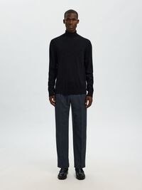 ULLBLANDNING AVSMALNANDE BYXOR, Dark Navy, highres