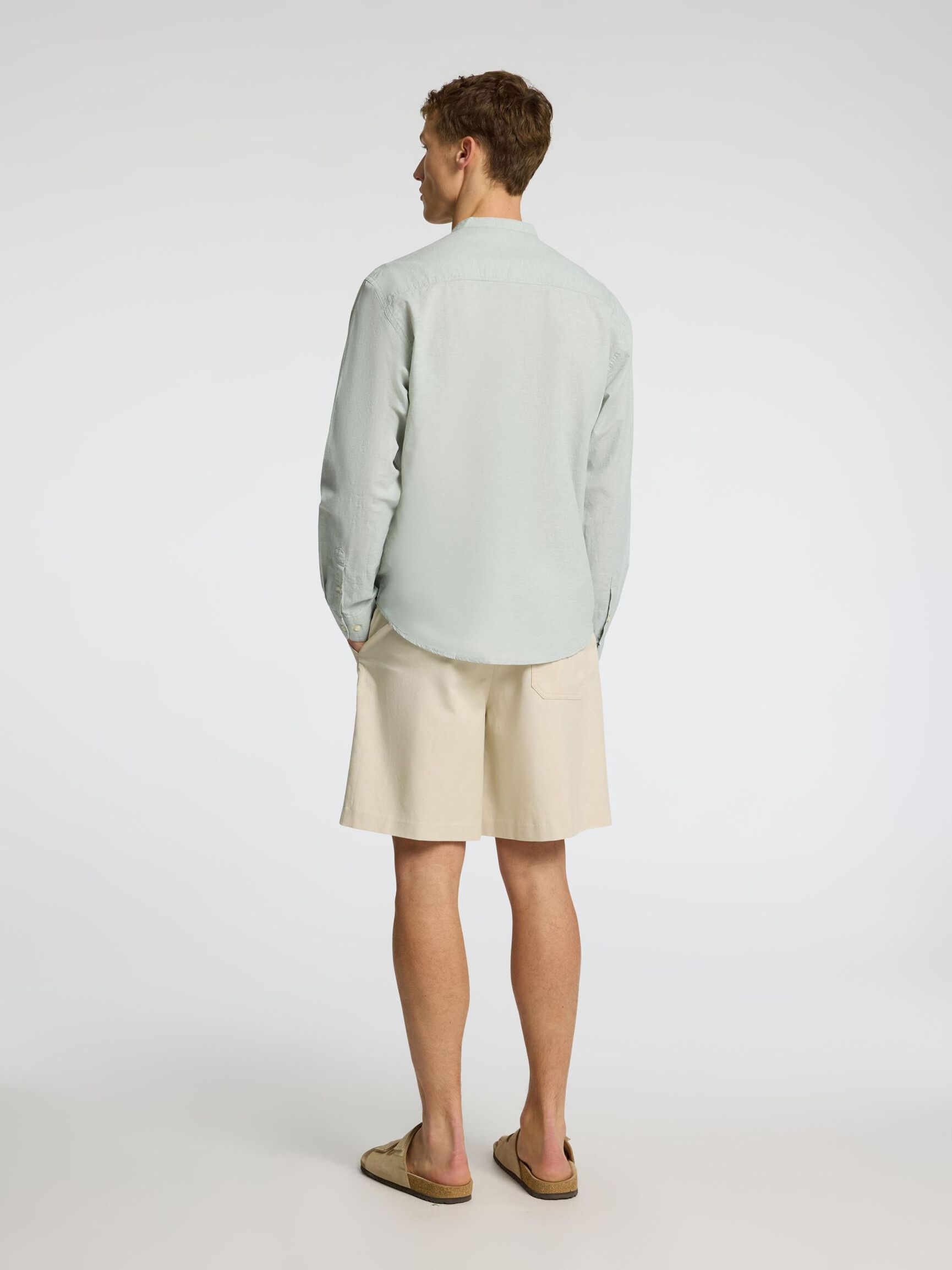 LONG-SLEEVED LINEN BLEND SHIRT, Iceberg Green, highres