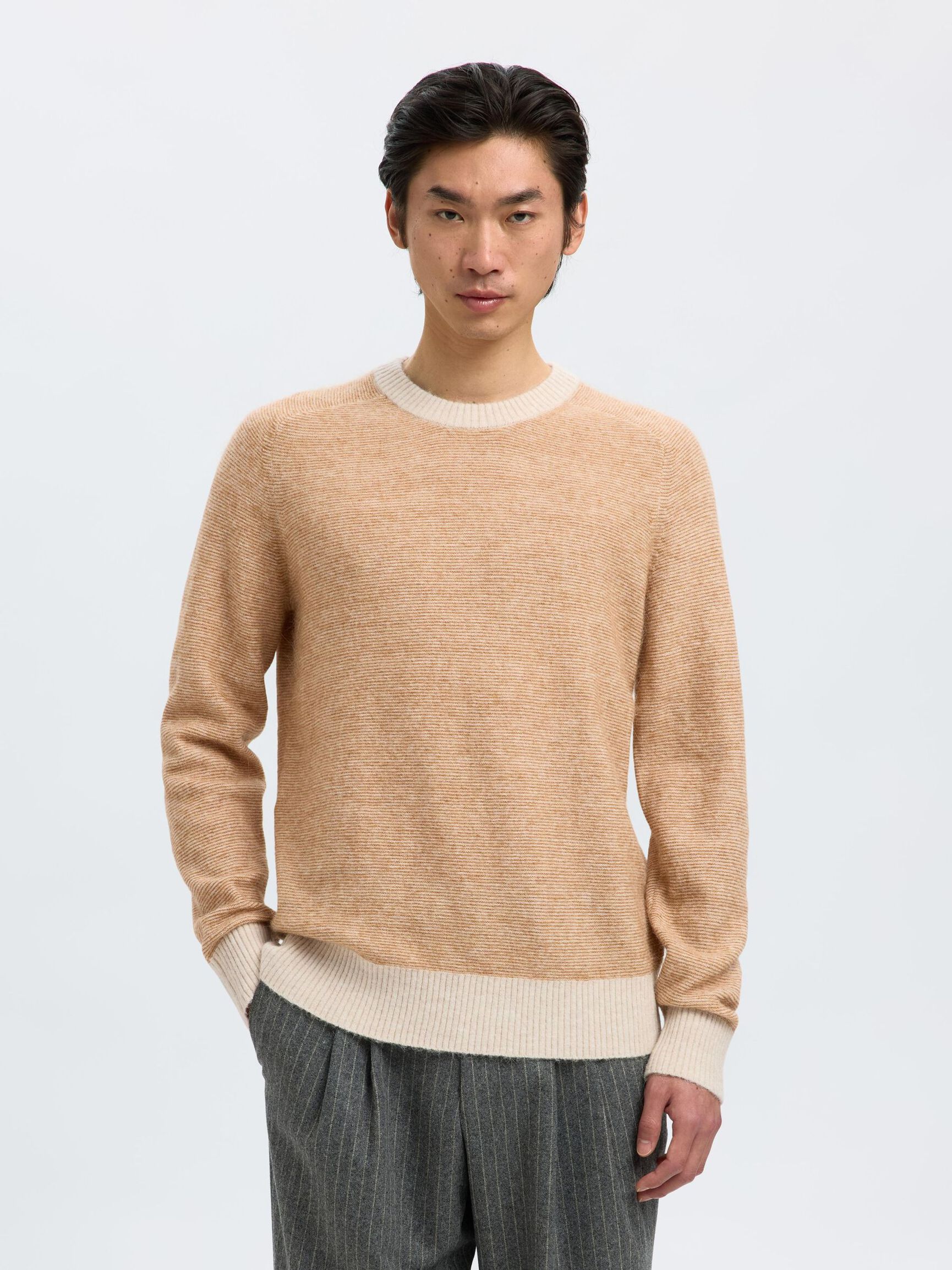 LONG-SLEEVED KNITTED JUMPER, Chipmunk, highres
