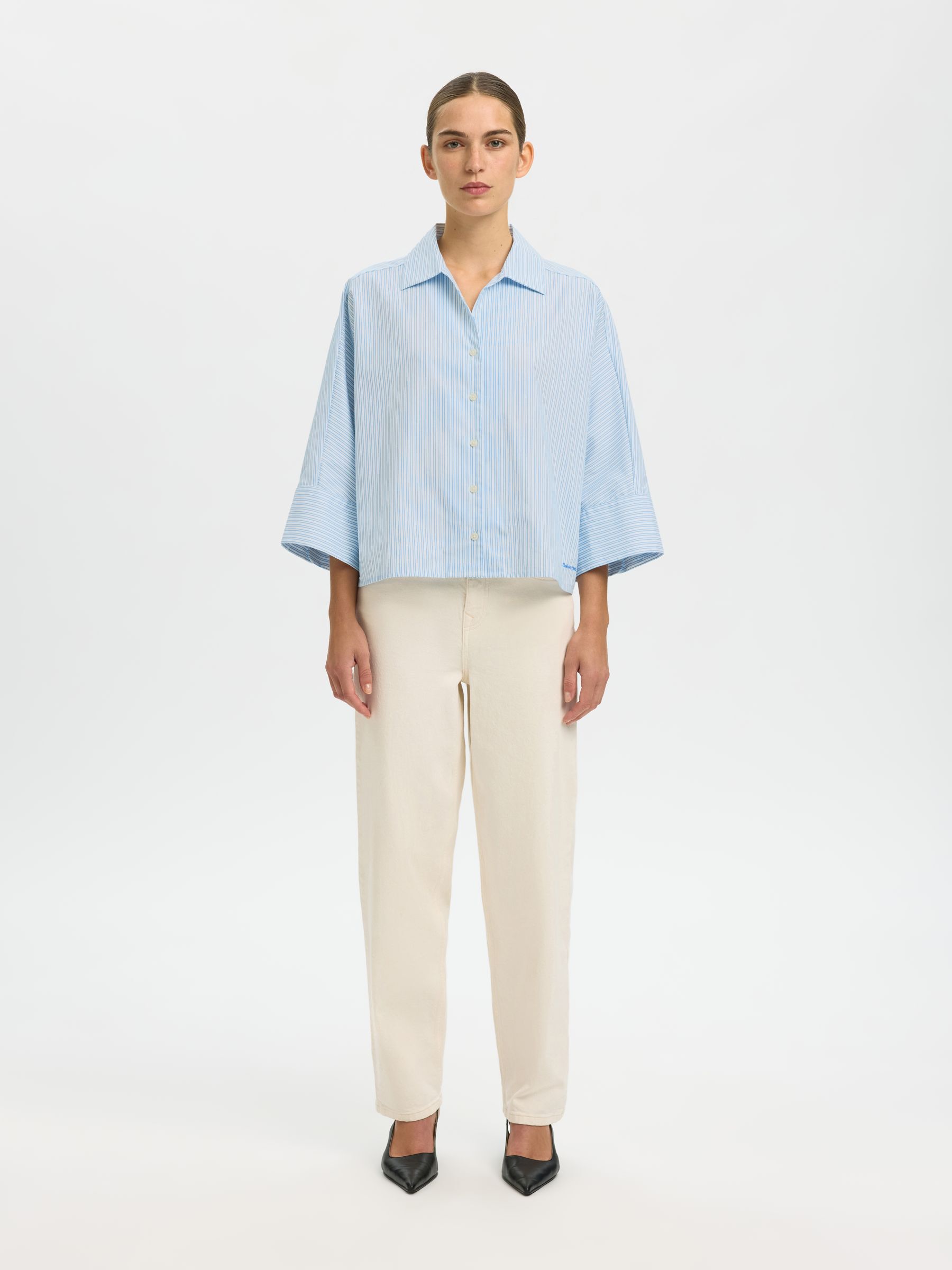 OVERSIZED 3/4 SLEEVED SHIRT, Malibu Blue, highres