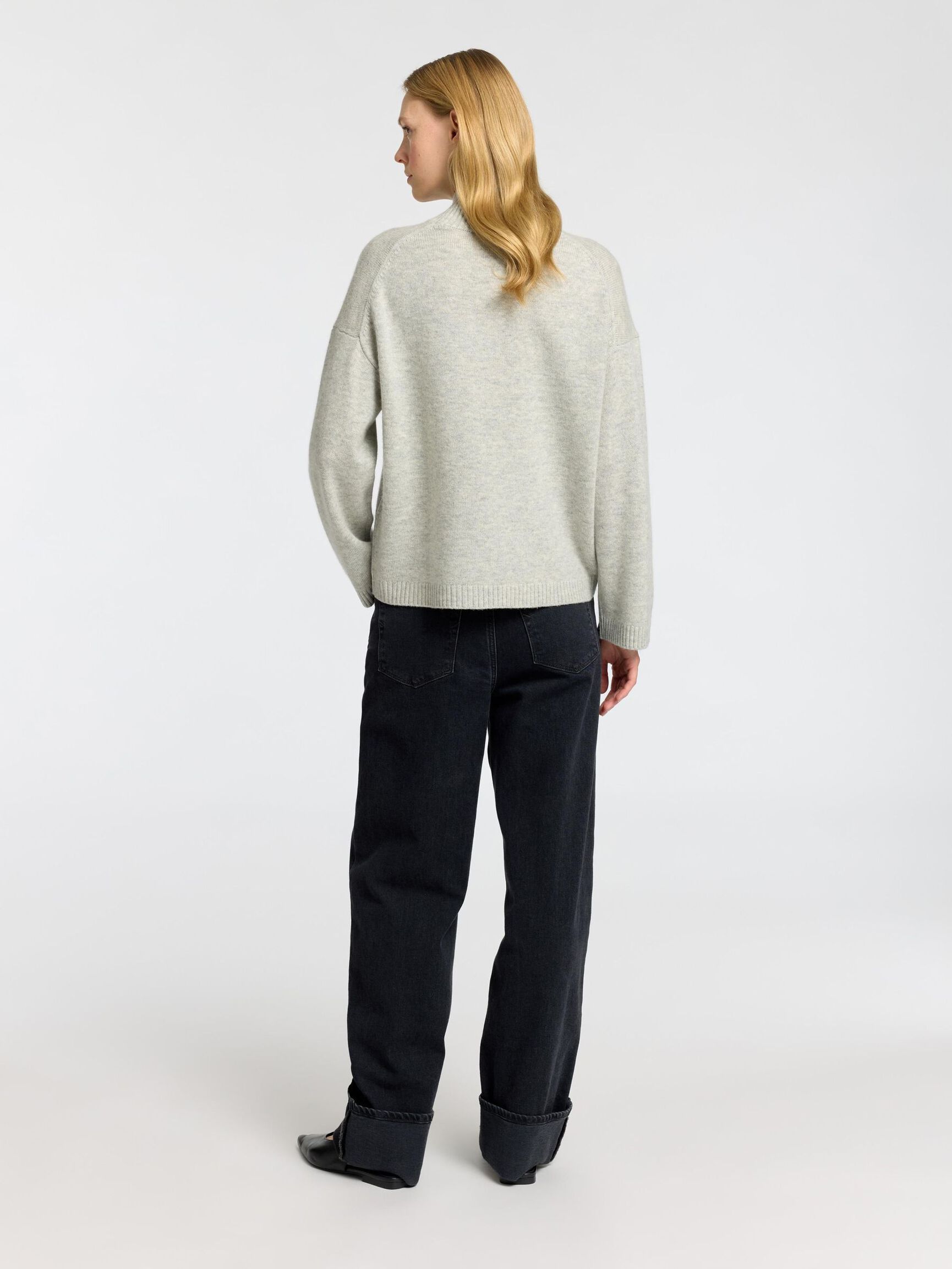 HOGE HALS TRUI, Light Grey Melange, highres
