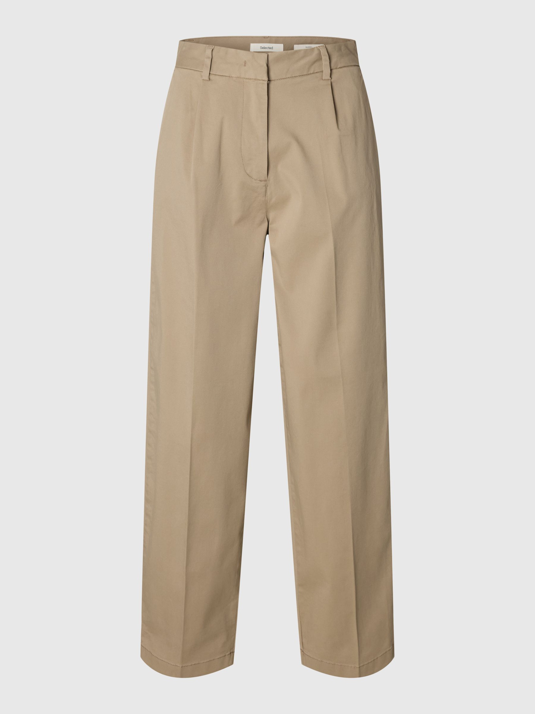 MEZCLA DE ALGODÓN PANTALONES FIT CORTE BARREL, Greige, highres
