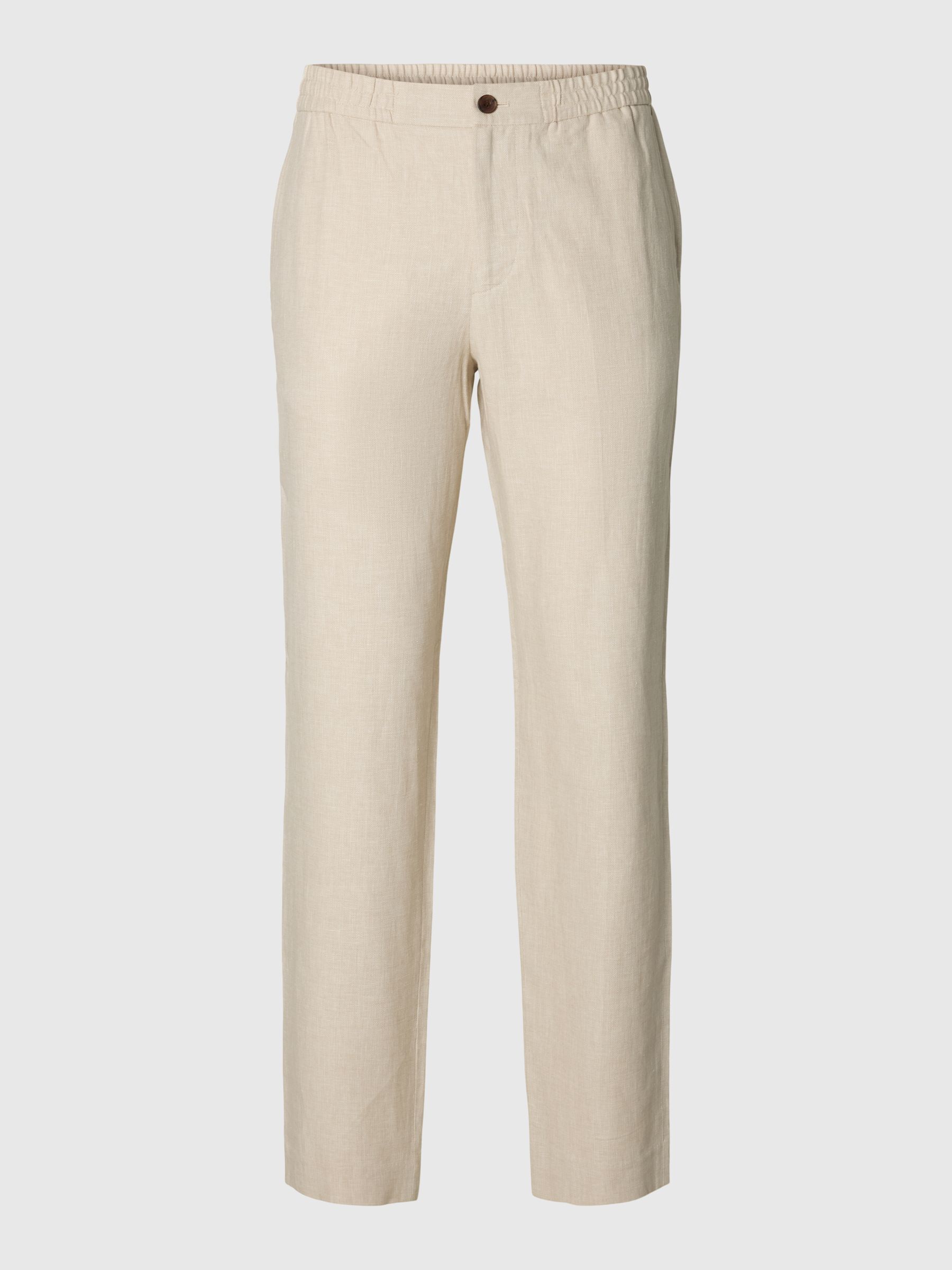LINEN BLEND SUIT TROUSERS, Oatmeal, highres