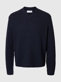 100% COTTON V-NECK JUMPER, Sky Captain, highres