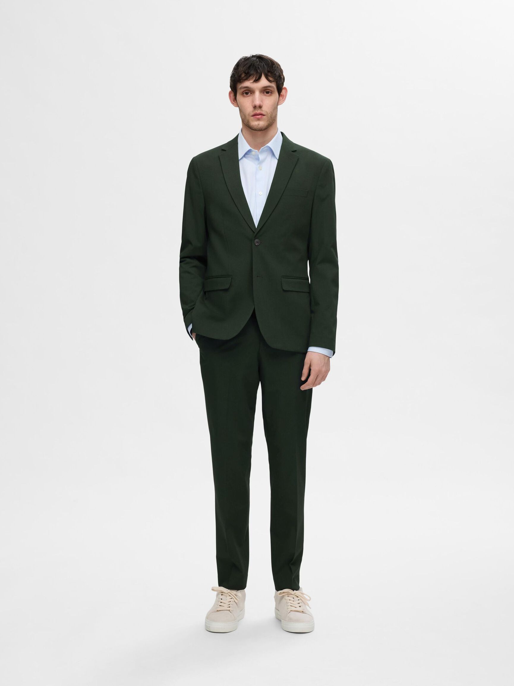 VISCOSE BLEND SLIM FIT BLAZER, Forest Night, highres