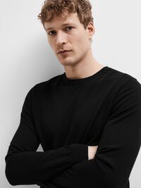 LONG-SLEEVED KNITTED JUMPER, Black, highres