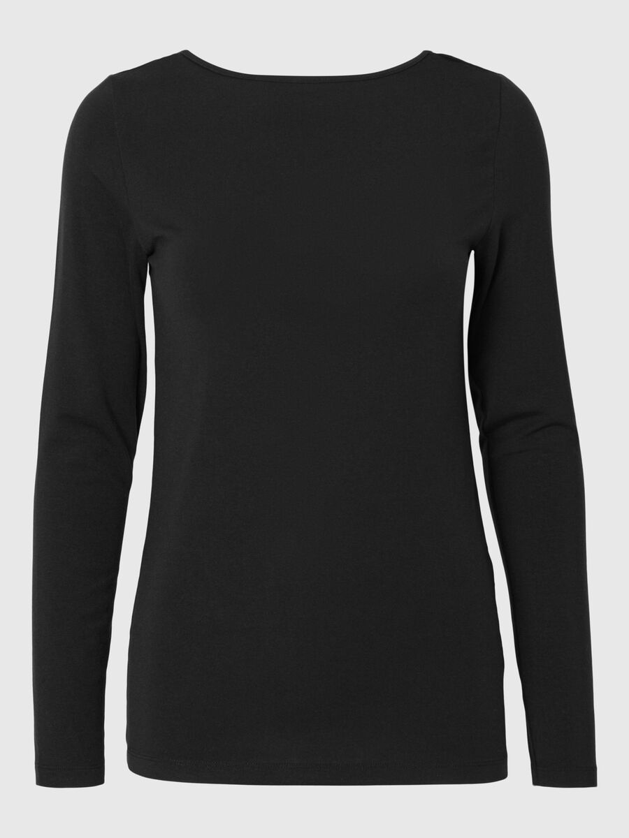 Selected OMKEERBAAR T-SHIRT MET LANGE MOUWEN, Black, highres - 16094347_Black_001.jpg