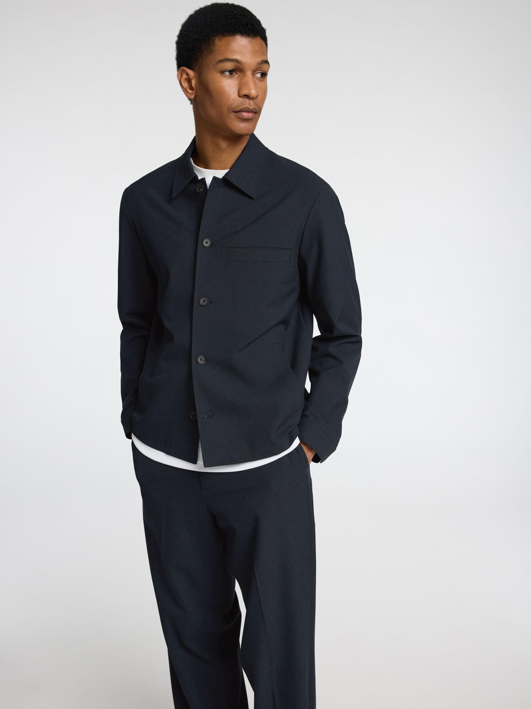 TAILORED OVERSHIRT, Dark Sapphire, highres