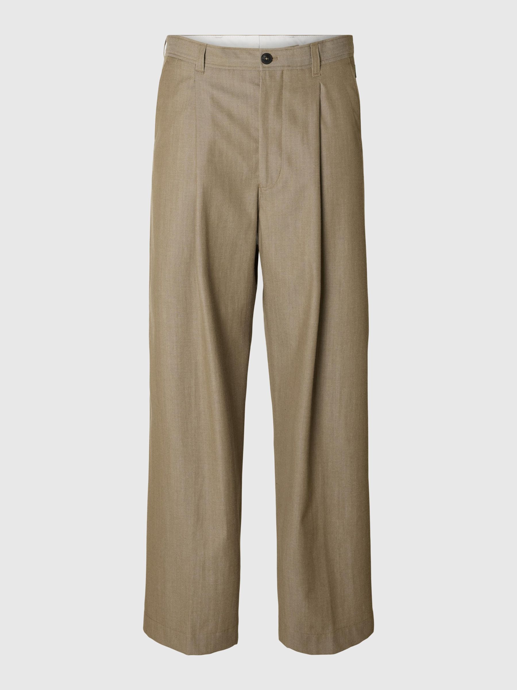 WOOL BLEND TROUSERS, Brindle, highres