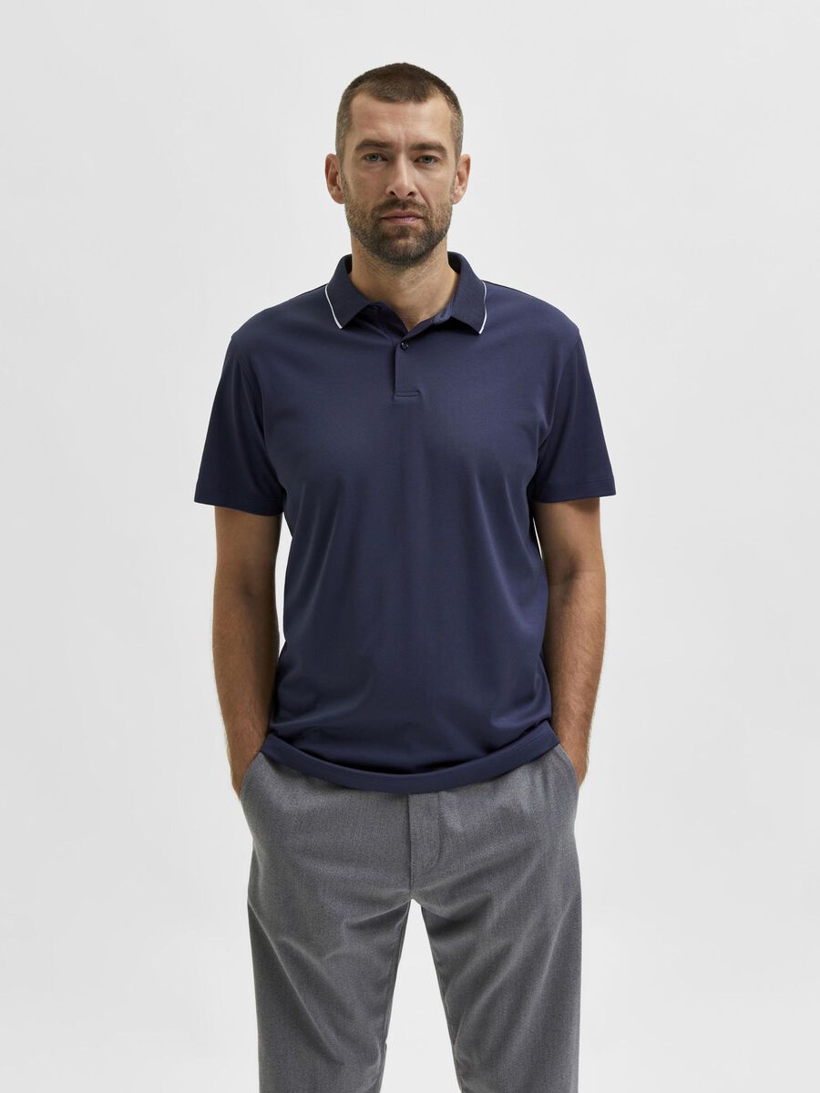 Selected KURZÄRMELIGES COOLMAX® POLO SHIRT, Navy Blazer, highres - 16082844_NavyBlazer_003.jpg