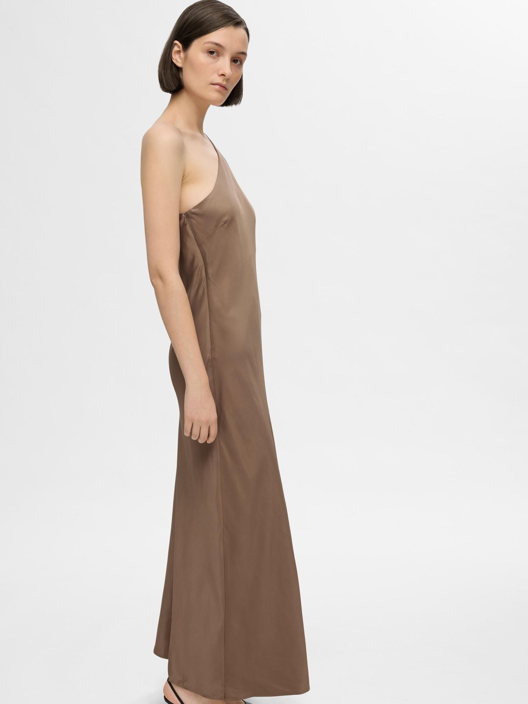 ASYMÉTRIQUE ROBE LONGUE, Coca Mocha, highres