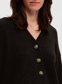 RELAXED FIT WOLLGEMISCH STRICKJACKE, Black, highres