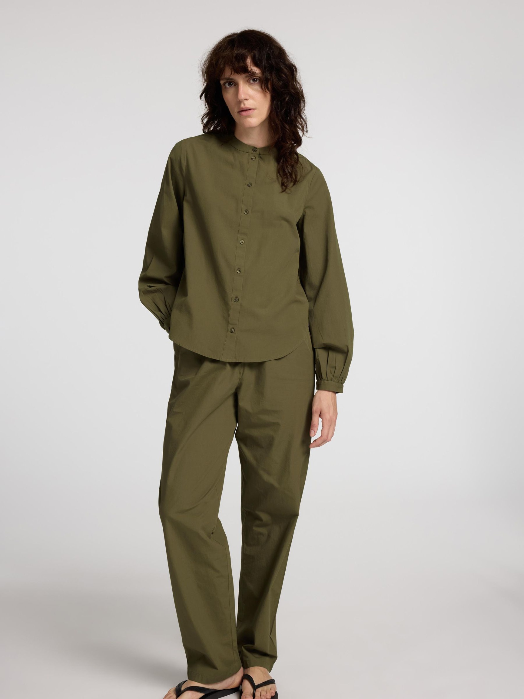 COTTON HIGH WAISTED TROUSERS, Kalamata, highres