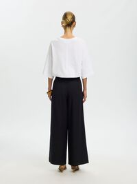 PLEATED WIDE-LEG TROUSERS, Black, highres
