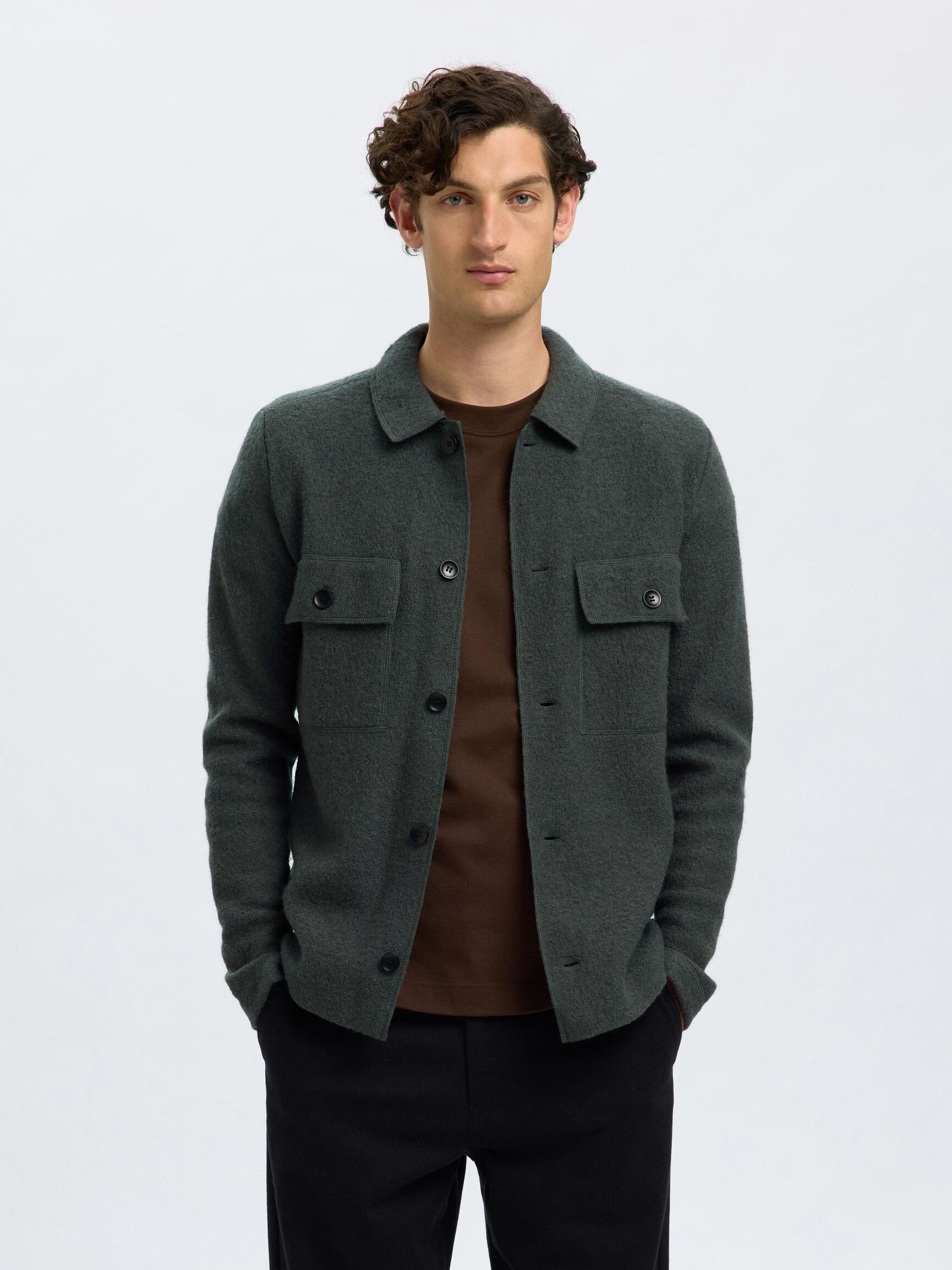 100% WOLL STRICKJACKE, Deep Forest, highres