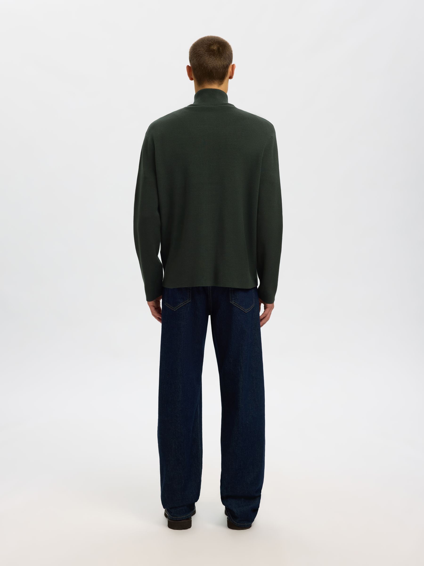 RELAXED FIT STRICKJACKE, Deep Forest, highres