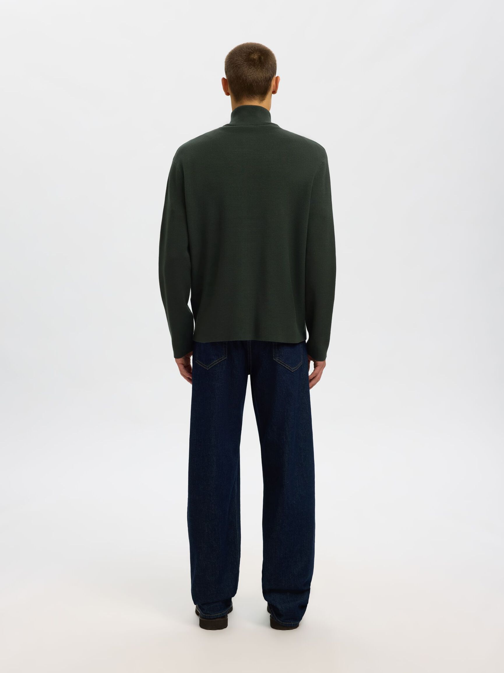 RELAXED FIT STRICKJACKE, Deep Forest, highres