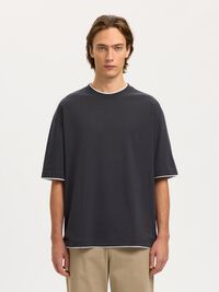 100% COTTON CREWNECK T-SHIRT, Asphalt, highres