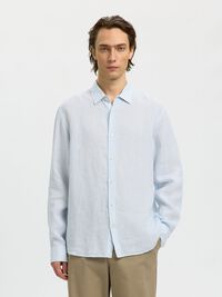 100% LINEN SHIRT, Bright White, highres