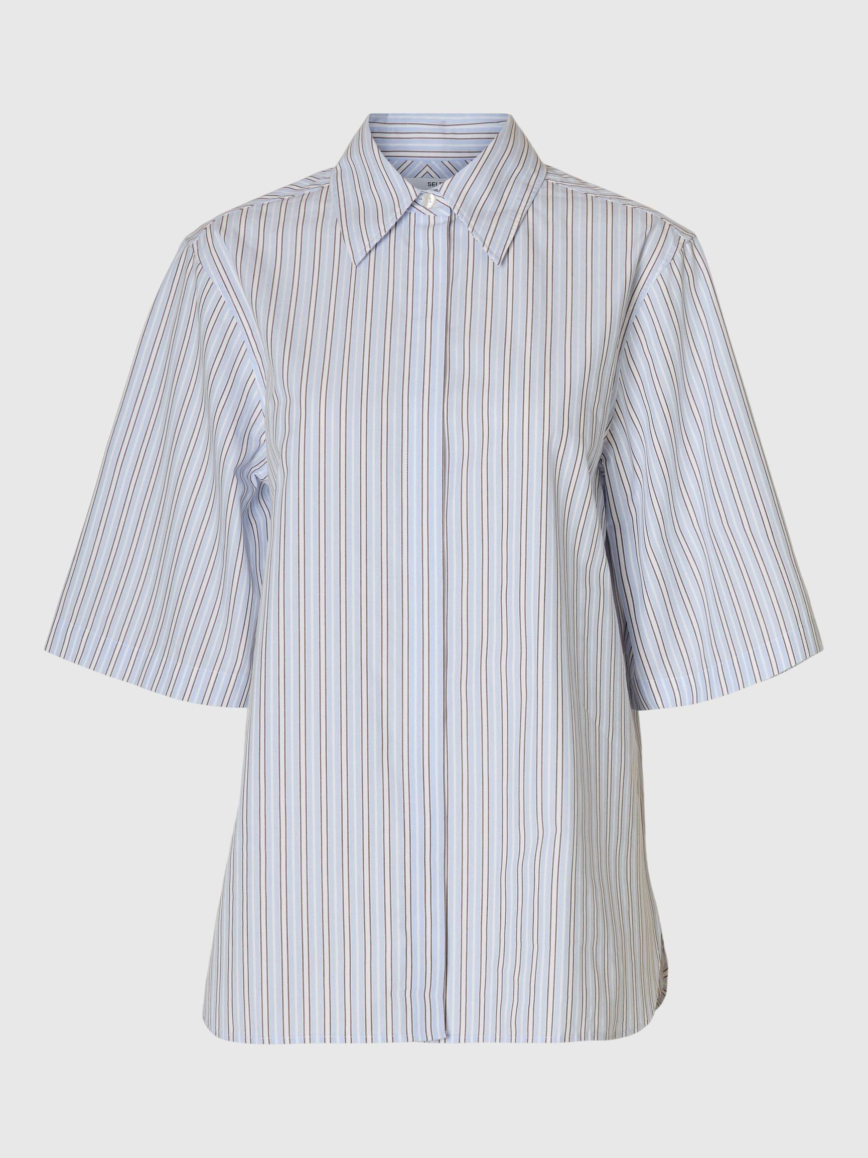 BOMULD KORTÆRMET SKJORTE, Cashmere Blue, highres
