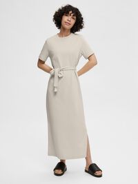 SHORT SLEEVED MIDI DRESS, Birch, highres