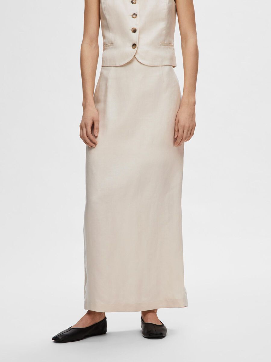 Selected LINEN BLEND MAXI SKIRT, Sandshell, highres - 16095186_Sandshell_003.jpg