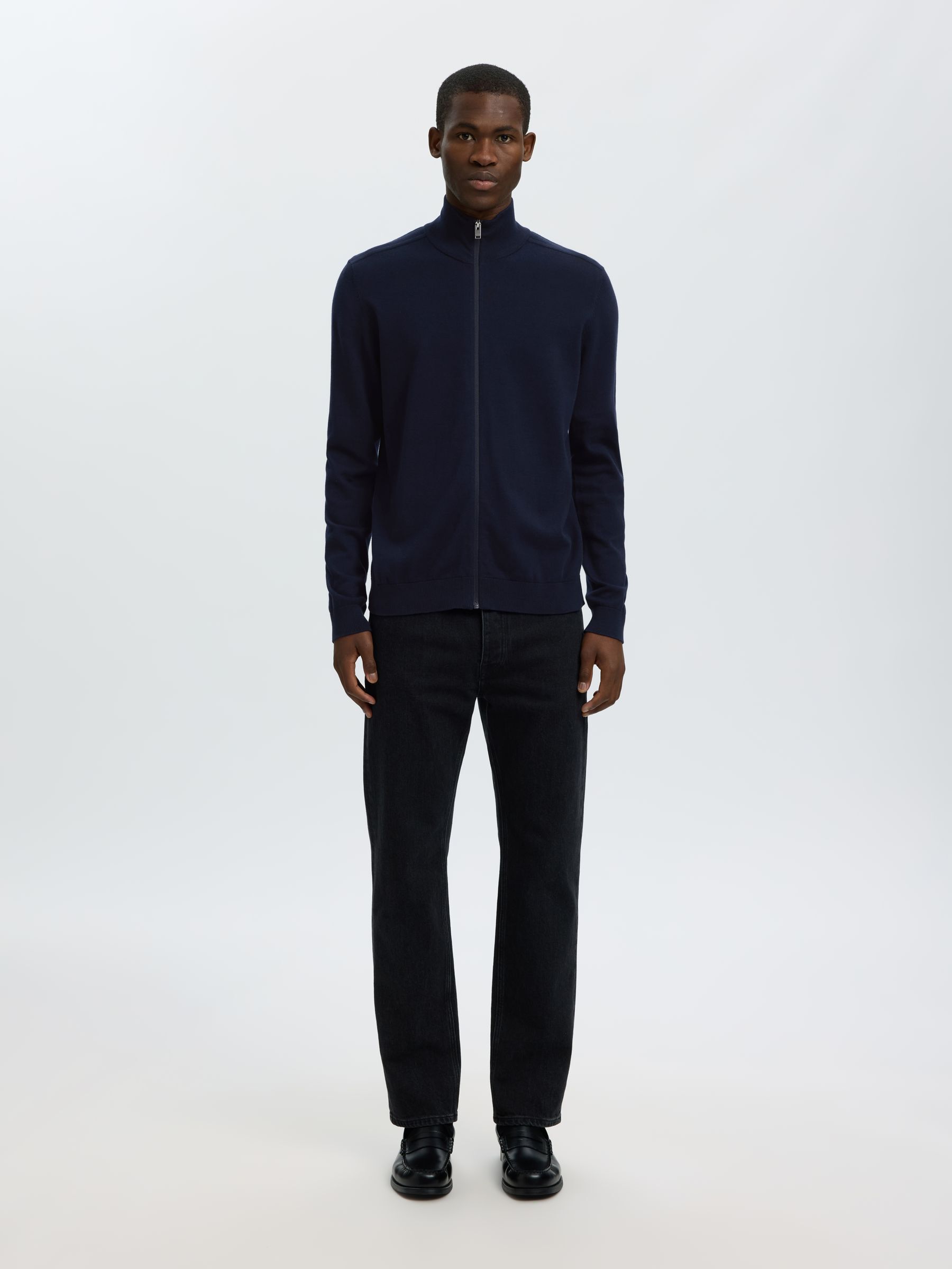 ZIP-UP CARDIGAN, Navy Blazer, highres