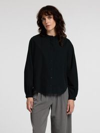 100% COTTON LONG SLEEVED SHIRT, Black, highres