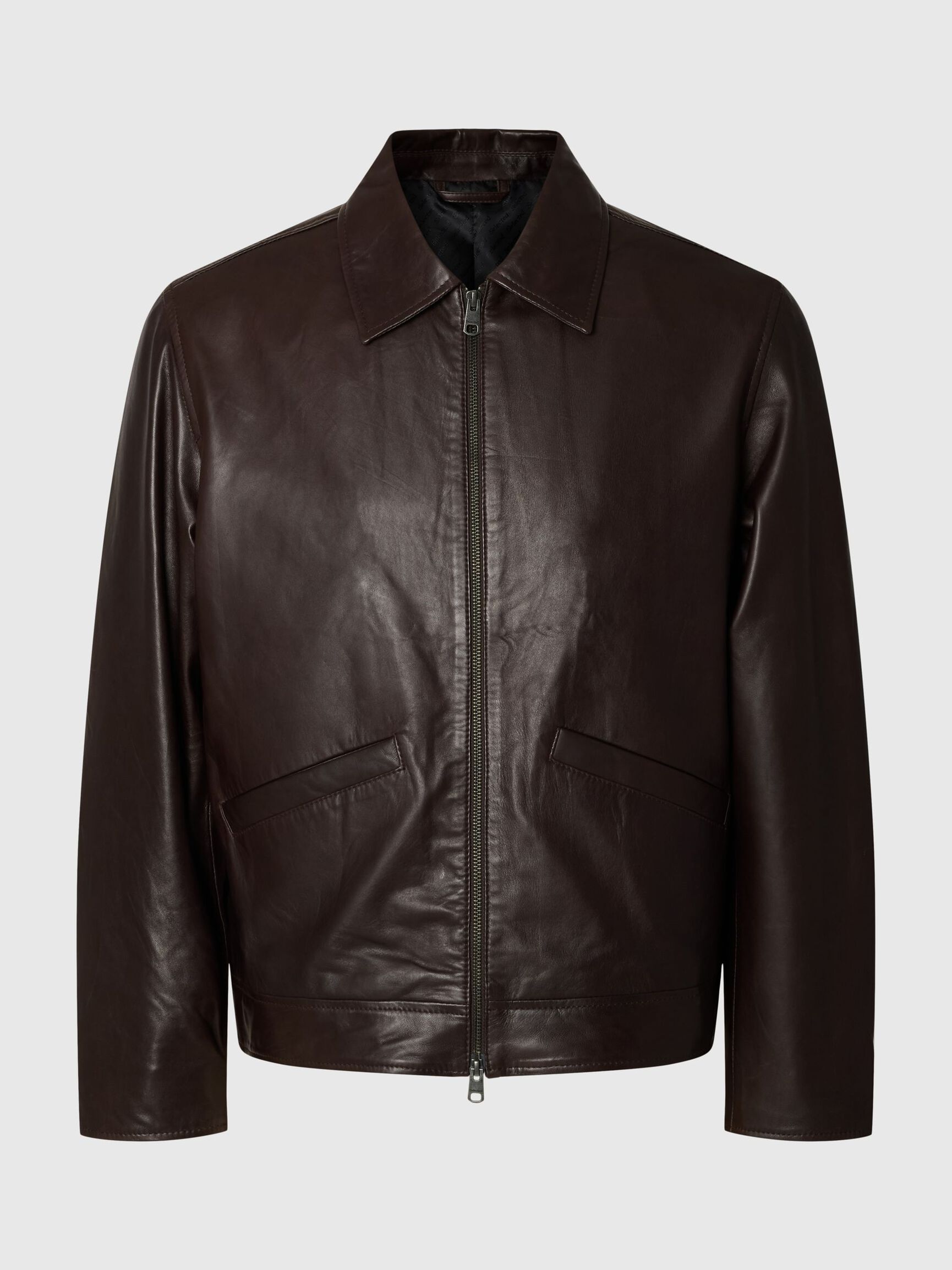 SHORT LEATHER JACKET, Demitasse, highres