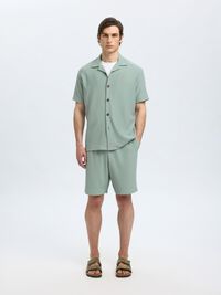 GERIPPTES CUBAN COLLAR KURZARMHEMD, Iceberg Green, highres