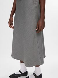 TAILORED WOOL BLEND MIDI SKIRT, Grey Melange, highres