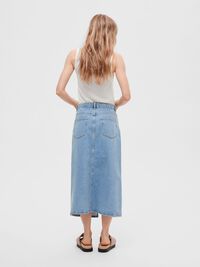 DENIM MIDDELLANGE ROK, Light Blue Denim, highres