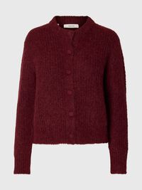ALPACA BLEND KNITTED CARDIGAN, Tawny Port, highres