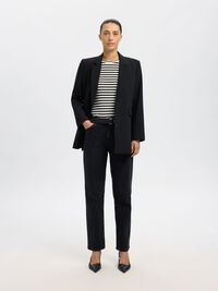 STRIPED LONG-SLEEVED T-SHIRT, Black, highres