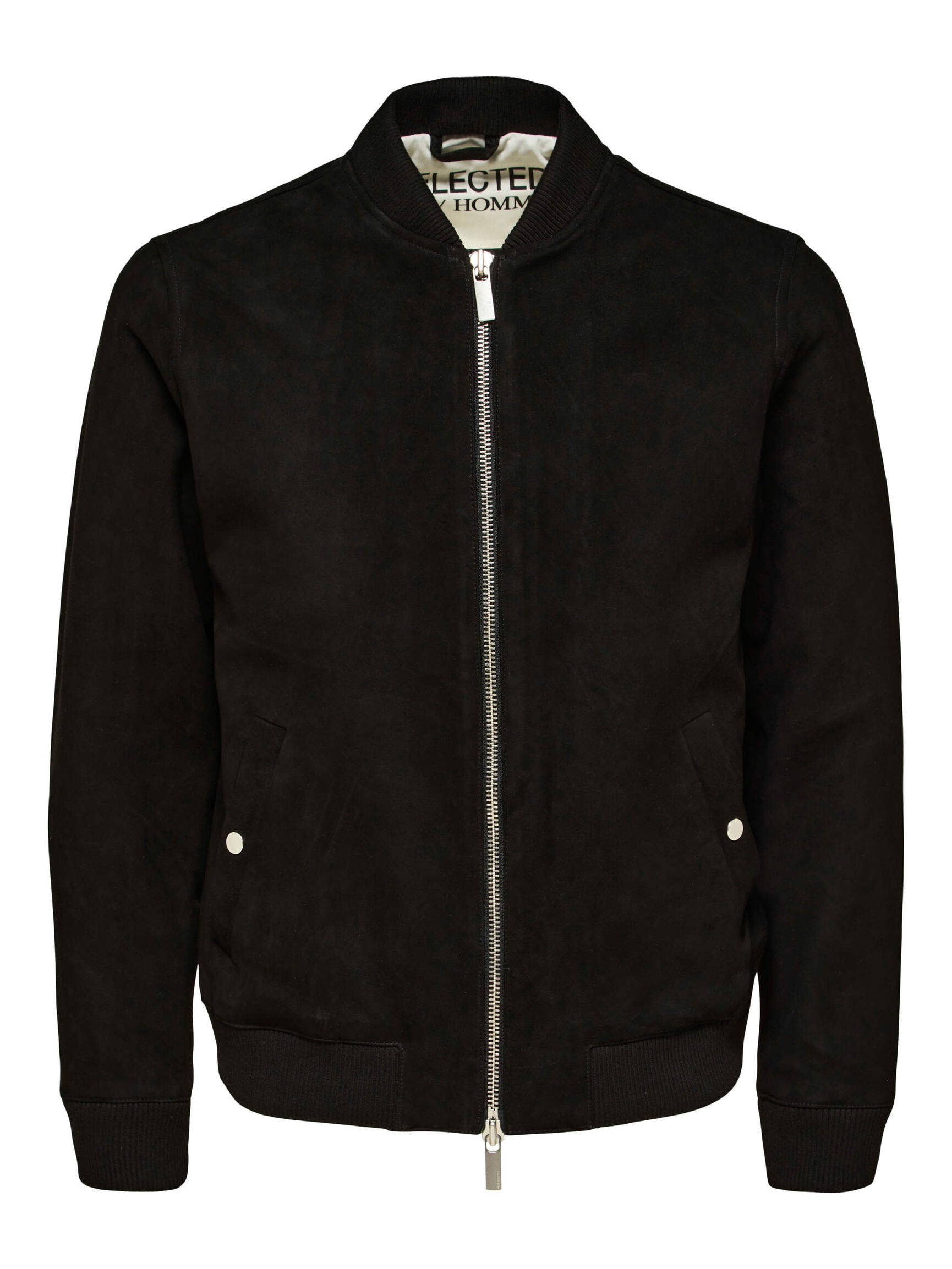 SUEDE BOMBER JACKET, Black, highres