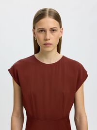 VISCOSE MAXI JURK, Cherry Mahogany, highres