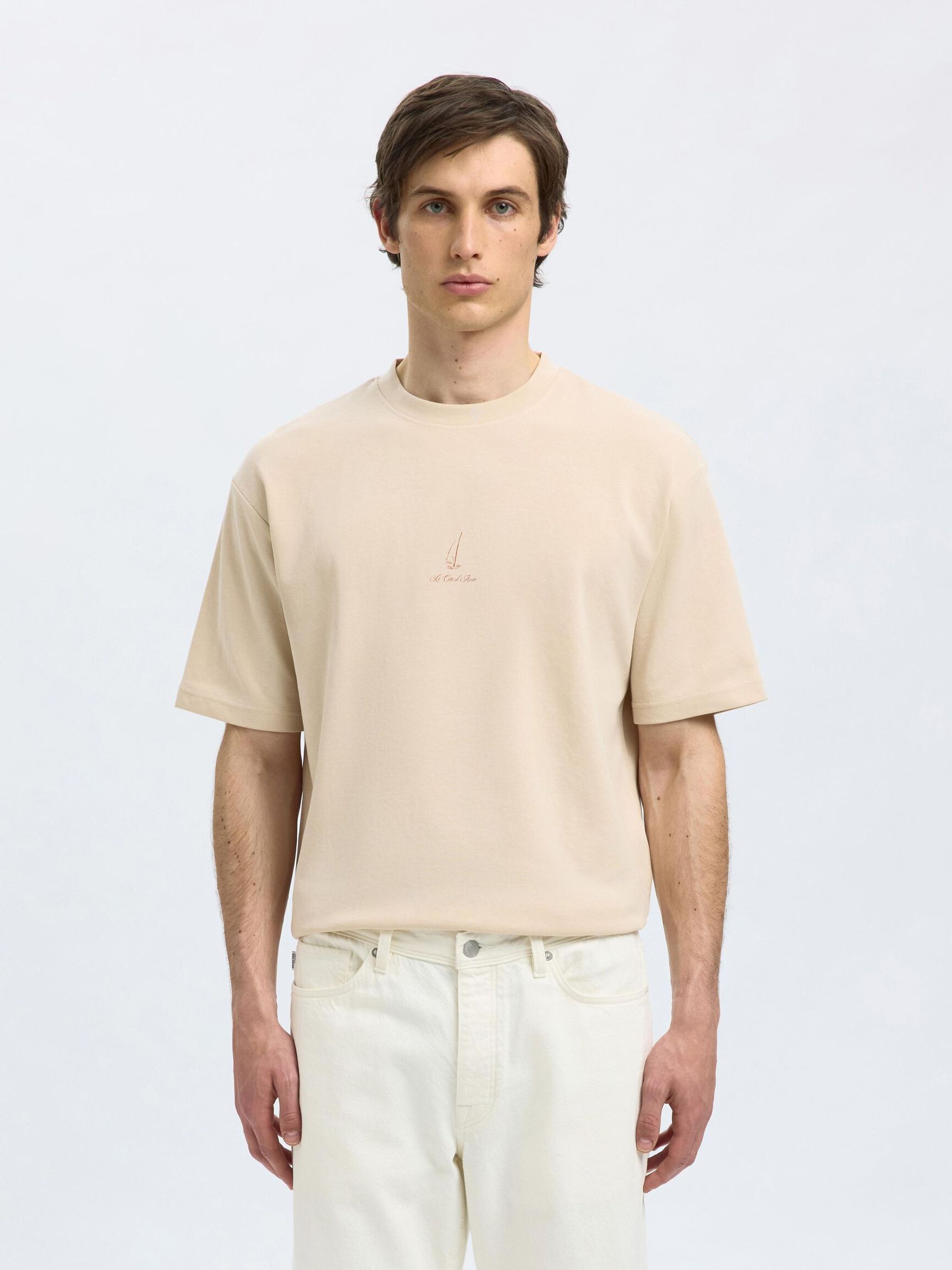 LOOSE FIT PRINTED T-SHIRT, Oatmeal, highres