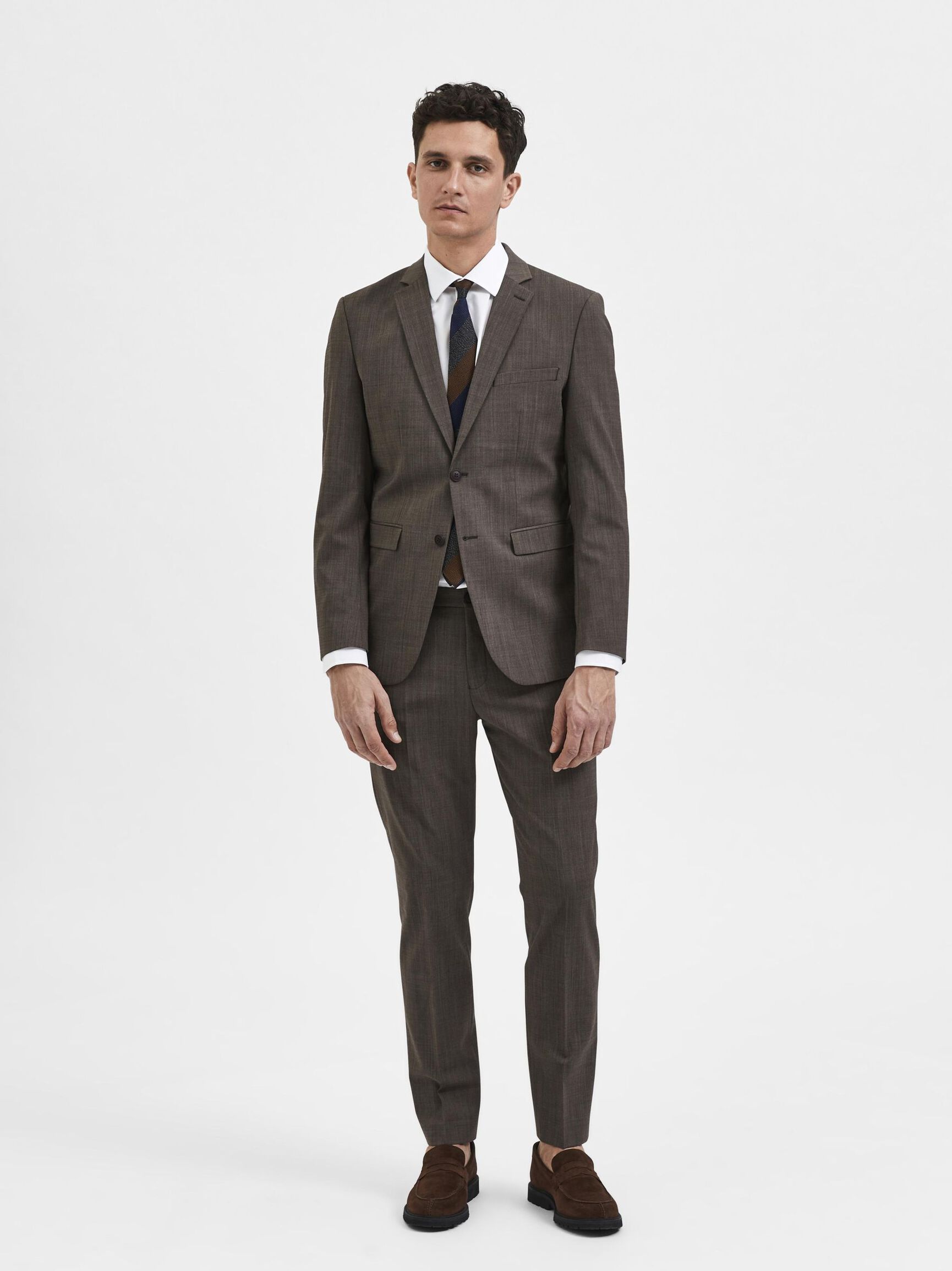 SLIM FIT WOOL BLEND BLAZER, Camel, highres