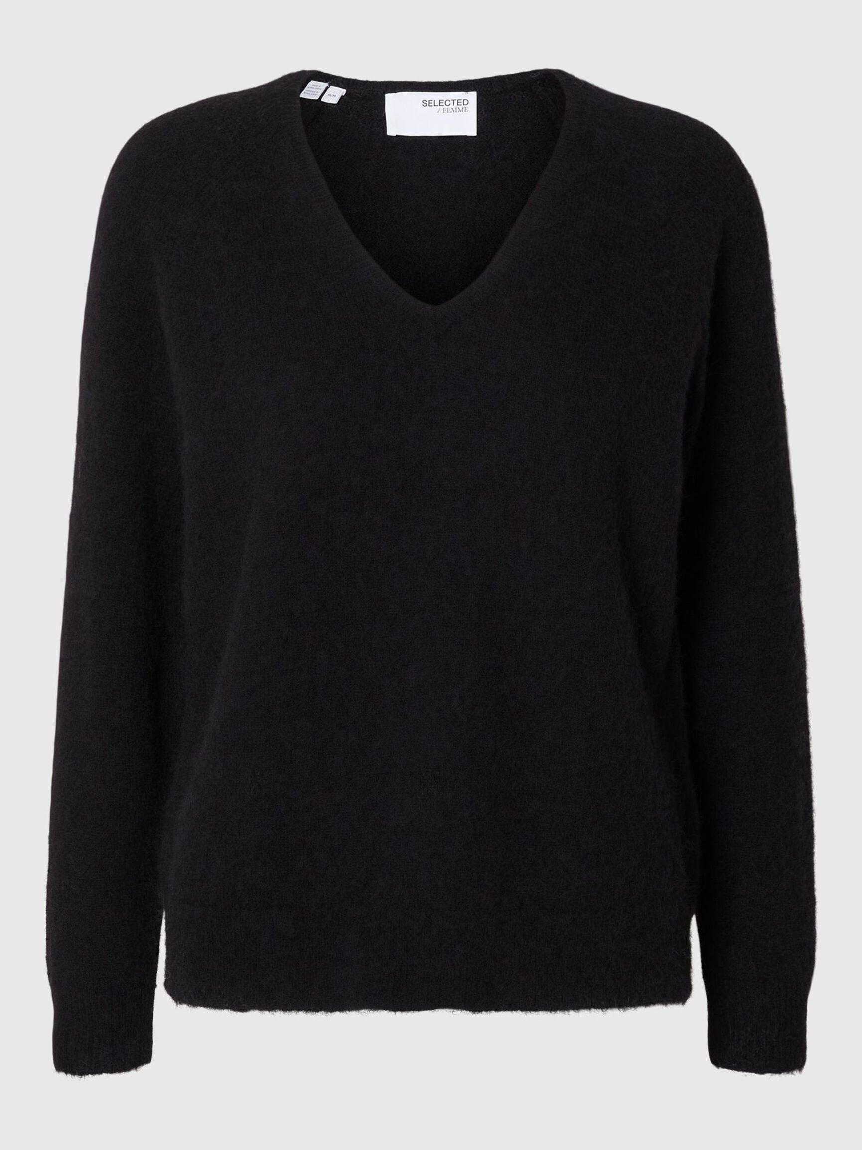 WOLLGEMISCH V-AUSSCHNITT PULLOVER, Black, highres