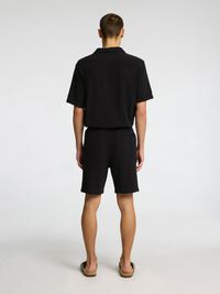 EN COTON RAYÉ SHORT, Black, highres