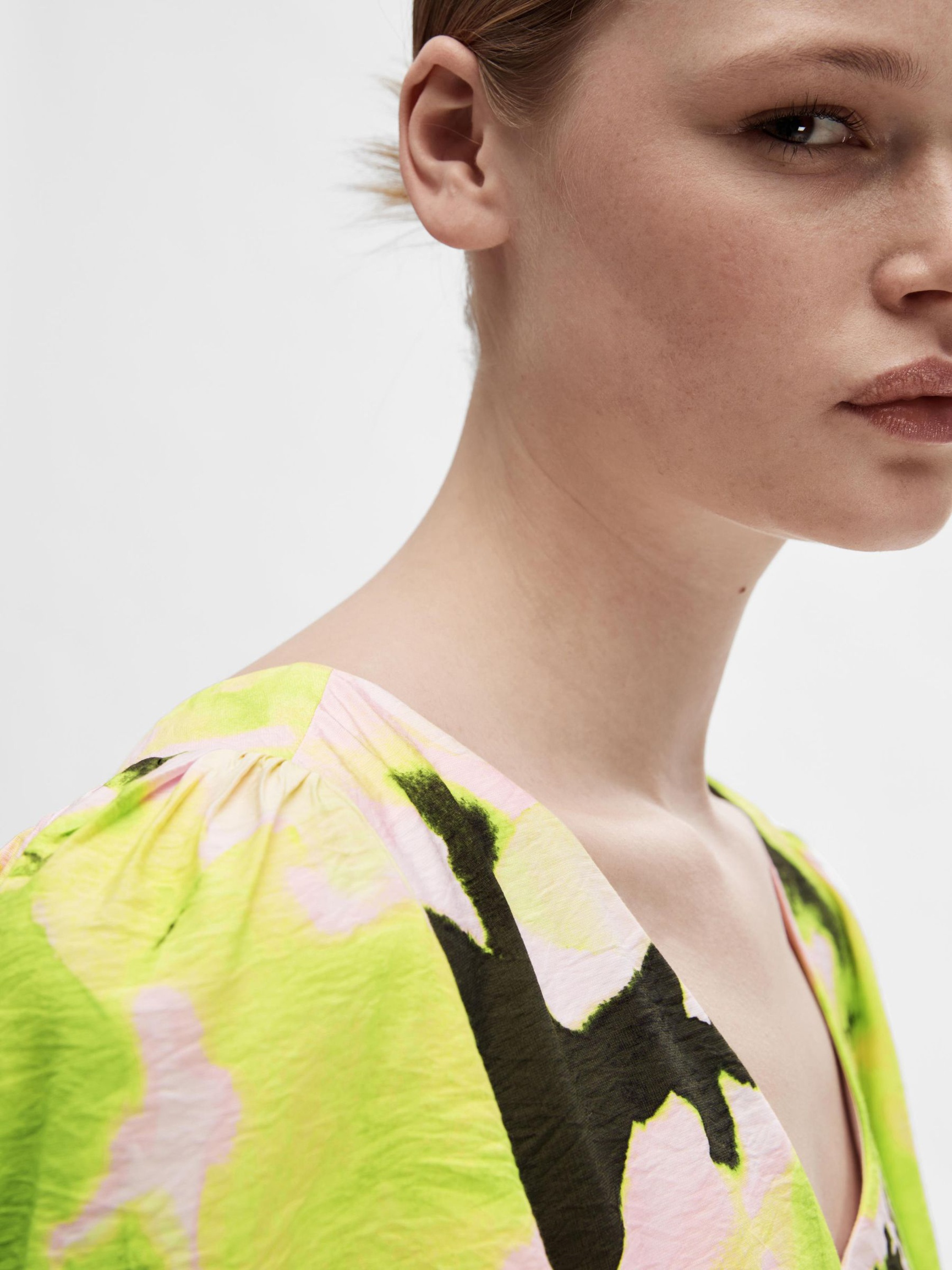 PRINTED MINI DRESS, Lime Green, highres