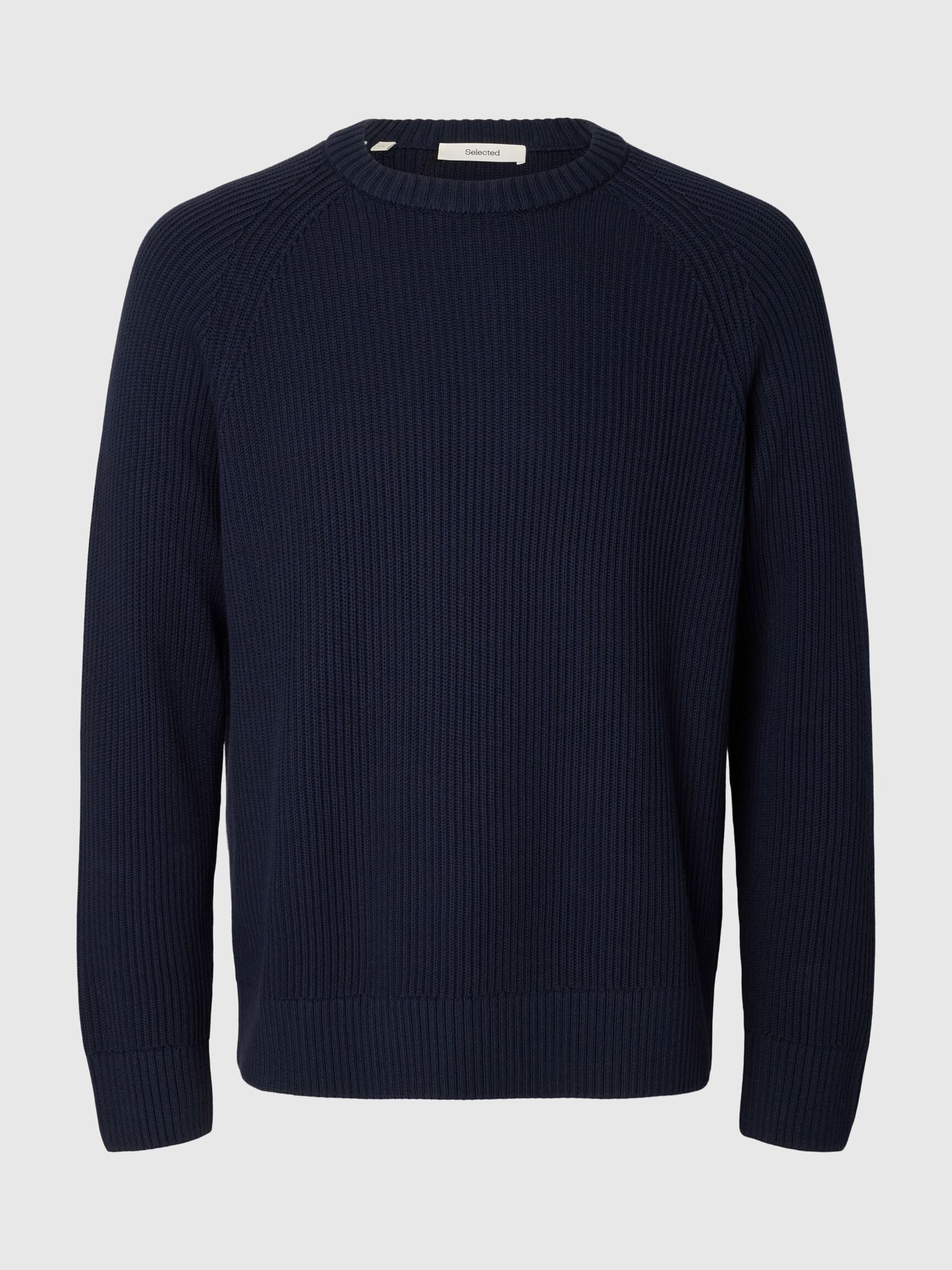 KATOENEN GEBREIDE TRUI, Navy Blazer, highres