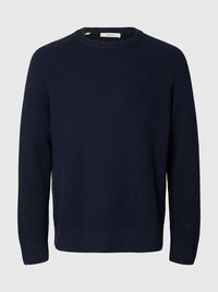 KATOENEN GEBREIDE TRUI, Navy Blazer, highres