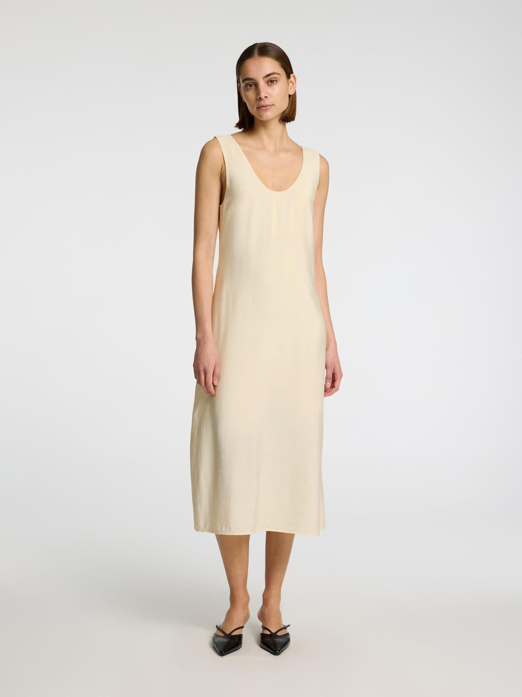 SANS MANCHES ROBE MI-LONGUE, Birch, highres