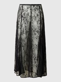 DENTELLE JUPE MI-LONGUE, Black, highres